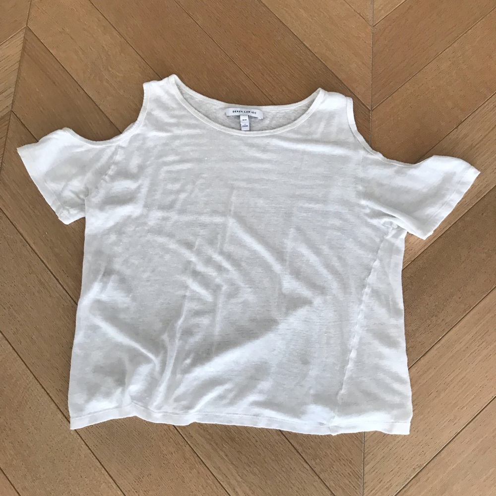 Derek Lam 10 Crosby Linen Cold-Shoulder Tee